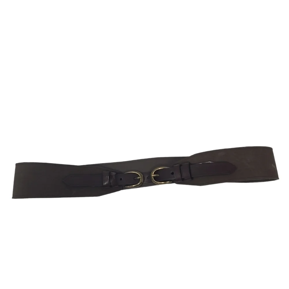 Wide Double Buckle Tan Faux‎ Suede Belt XL